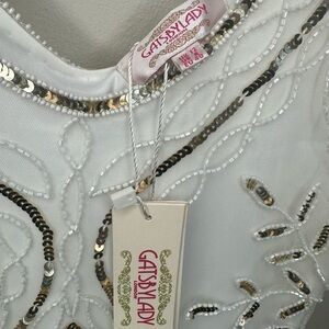 White Gatsby Lady Sequin Embellished Dress Size 8 NWT